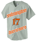 WILMINGTON HURRICANES 17 - Full Button Youth Baseball Jersey - Augusta - 489 - 4892032 - Custom Heat Pressed 81ac5303c0e7155201295742100