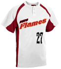 DHYS FLAMES 27 BENOIT 27 White Jersey 1 - Adult Line Drive 2-Button Baseball Jersey - 1230P - 1230P2034 - Custom Heat Pressed 91ddafd40dbc17520121940512