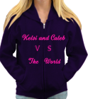 KELSI AND CALEB V S THE WORLD THE WORLD - Custom Heat Pressed Hanes Hooded Youth Sweatshirt P480 - P4802032 16b86ce0e0529122011192344515