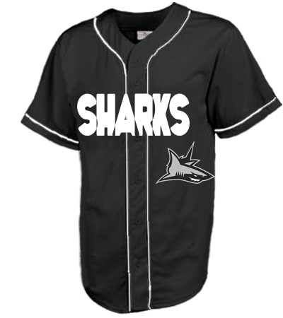 sharks Adult Full Button Baseball Jersey