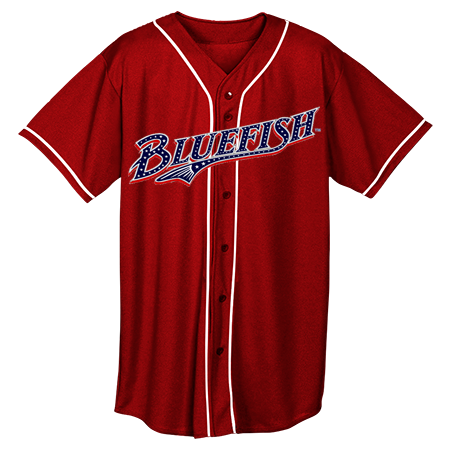 Bridgeport Bluefish 4th of July Jersey Adult Full Button Wicking Mesh Jersey