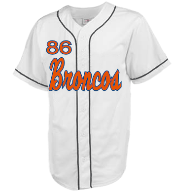 Broncos Adult Full Button Baseball Jersey