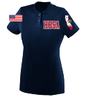 HBSA-LASTNAME-00 Ladies Wicking Two-Button Softball Jersey