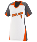 CRUSH-1-1 Ladies V-Neck Three Toned Softball Jersey