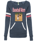 Baseball-Mom Ladies Striped Sleeve Sport Fleece Sweatshirt