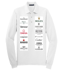 WATCH-BRANDS-WHITE Adult Silk Long Sleeve Polo Shirt Without Pocket  
