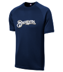 Sponsor-Name00 Brewers MLB Adult League Team Jerseys - Official Nike MLB Wordmark Poly Tees - N223