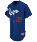 Hussle Dodgers Full Button Baseball Jersey - Adult MAHD6840