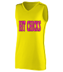 HIT-CHICKS-YELLOW Girls V-Neck Sleeveless Softball Jersey