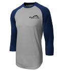 Fish-at-The-Bay-navy-and-grey-long-sleeve DISCONTINUED Youth Raglan Baseball Shirts 
