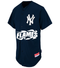 Flames Yankees Official MLB Full Button Youth Jersey - MAHD684Y