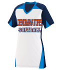 denominators Girls V-Neck Three Toned Softball Jersey